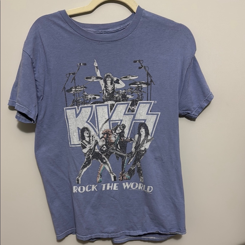 KISS Rock The World Graphic Tee - Blue